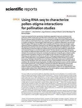 Using RNA-Seq to Characterize Pollen–Stigma Interactions for Pollination