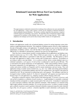 Relational Constraint Driven Test Case Synthesis for Web Applications