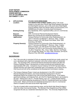 Staff Report Development Commission Zoning Meeting City of Columbus, Ohio September 11, 2014