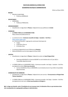 Route Des Canons De La Forge D'ans Geographie Politique