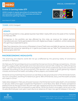 Evolve E-Gaming Index ETF MACROECONOMIC HIGHLIGHTS