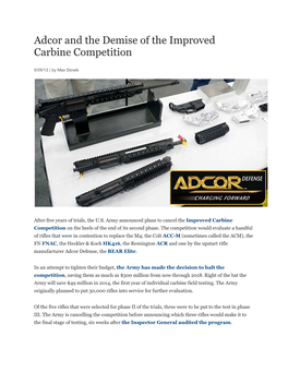 Adcor and the Demise of the Improved Carbine Competition