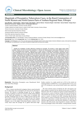 Magnitude of Presumptive Tuberculosis Cases, in the Rural Communities Of