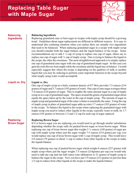 Replacing Table Sugar with Maple Sugar by STEPHEN CHILDS