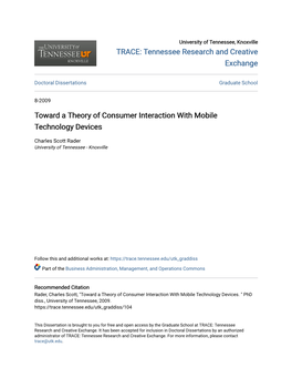 Toward a Theory of Consumer Interaction with Mobile Technology Devices