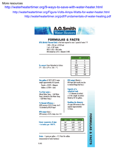 Water Heater Formulas and Terminology