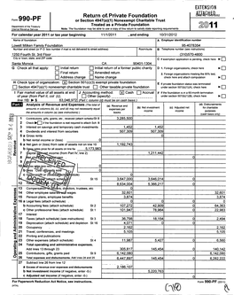 Form 990-PF Or Section 4947(A)(1) Nonexempt Charitable Trust Treated As a Private Foundation Department of the Treasury 2011 Note