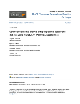 Genetic and Genomic Analysis of Hyperlipidemia, Obesity and Diabetes Using (C57BL/6J × TALLYHO/Jngj) F2 Mice