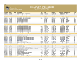 FALL 2021 COURSE SCHEDULE August 23 –– December 9, 2021