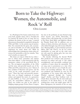 Born to Take the Highway: Women, the Automobile, and Rock N Roll