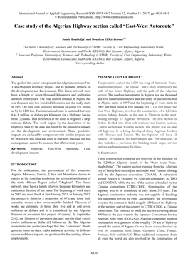 Case Study of the Algerian Highway Section Called “East-West Autoroute”