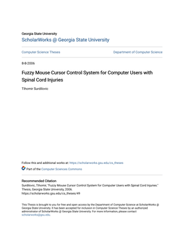 Fuzzy Mouse Cursor Control System for Computer Users with Spinal Cord Injuries