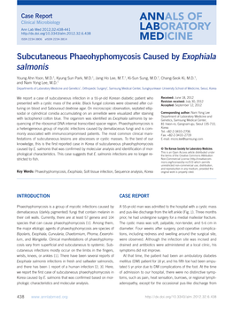 Subcutaneous Phaeohyphomycosis Caused by Exophiala Salmonis