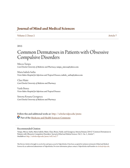Common Dermatoses in Patients with Obsessive Compulsive Disorders Mircea Tampa Carol Davila University of Medicine and Pharmacy, Tampa Mircea@Yahoo.Com