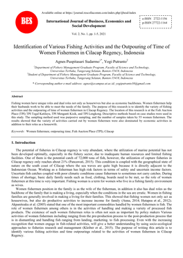 Identification of Various Fishing Activities and the Outpouring of Time of Women Fishermen in Cilacap Regency, Indonesia