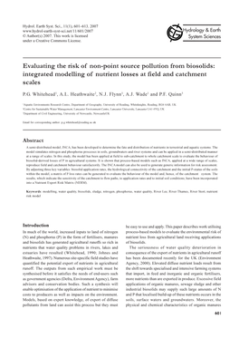 Evaluating the Risk of Non-Point Source Pollution From