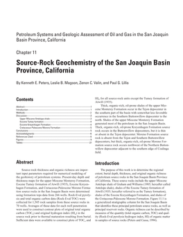 Source-Rock Geochemistry of the San Joaquin Basin Province, California