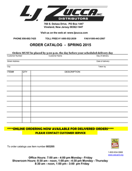 Order Catalog - Spring 2015