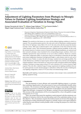 Adjustment of Lighting Parameters from Photopic to Mesopic Values in Outdoor Lighting Installations Strategy and Associated Evaluation of Variation in Energy Needs