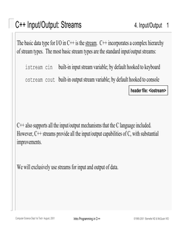 C++ Input/Output: Streams 4