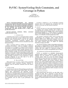 Pyvsc: Systemverilog-Style Constraints and Coverage in Python