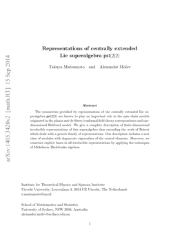 Representations of Centrally Extended Lie Superalgebra $\Mathfrak {Psl}(2