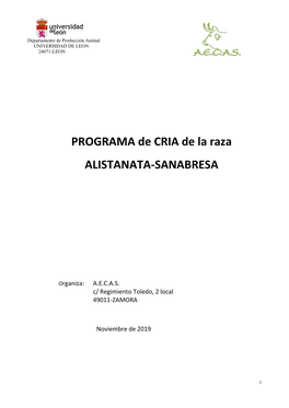 Programa De Cría De La Raza Bovina Alistana Sanabresa