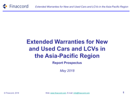 Extended Warranties for New and Used Cars and Lcvs in the Asia-Pacific Region