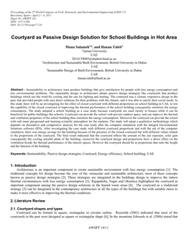 Courtyard As Passive Design Solution for School Buildings in Hot Area