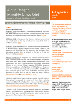 Aid in Danger Monthly News Brief – March 2018 Page 1