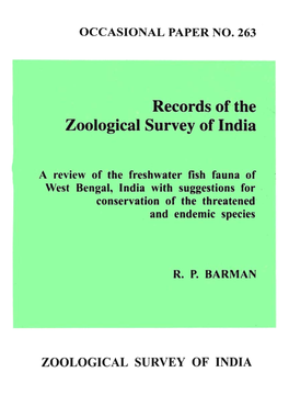 A Review of the Freshwater Fish Fauna of West Bengal, India with Suggestions for Conservation of the Threatened and Endemic Species