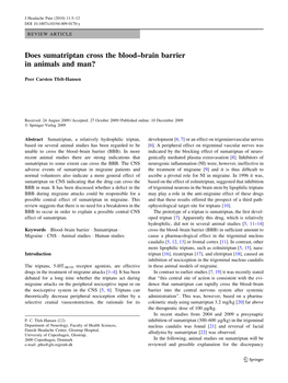 Does Sumatriptan Cross the Blood–Brain Barrier in Animals and Man?