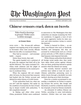 Chinese Censors Crack Down on Tweets