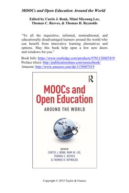 Moocs and Open Education Around the World Book