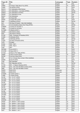 Tape ID Title Language Type System