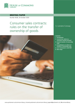 Consumer Sales Contracts: Rules on the Transfer of Ownership of Goods
