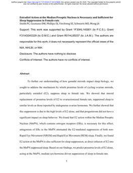 Estradiol Action at the Median Preoptic Nucleus Is Necessary And