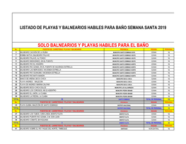 SOLO BALNEARIOS Y PLAYAS HABILES PARA EL BAÑO No