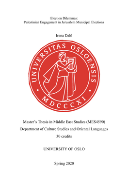 Irena Dahl Master's Thesis in Middle East Studies