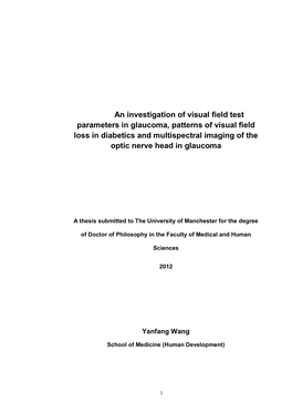 An Investigation of Visual Field Test Parameters in Glaucoma, Patterns Of