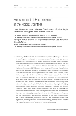 Measurement of Homelessness in the Nordic Countries Lars Benjaminsen, Hanna Dhalmann, Evelyn Dyb, Marcus Knutagård and Jarmo Lindén