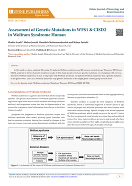 Assessment of Genetic Mutations in WFS1 & CISD2 in Wolfram