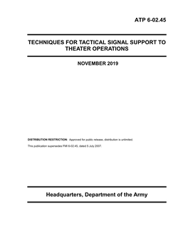 Atp 6-02.45 Techniques for Tactical Signal Support To