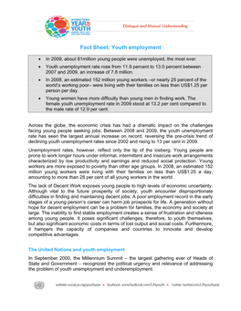 Fact Sheet: Youth Employment