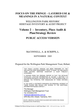 Wellington Park Historic Heritage Inventory & Audit Project