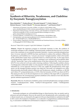 Synthesis of Ribavirin, Tecadenoson, and Cladribine by Enzymatic Transglycosylation