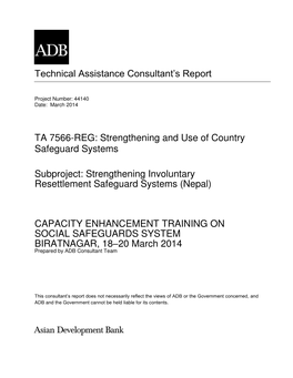 BIRATNAGAR, 18–20 March 2014 Prepared by ADB Consultant Team