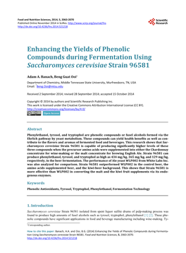 Enhancing the Yields of Phenolic Compounds During Fermentation Using Saccharomyces Cerevisiae Strain 96581