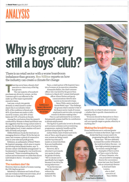 Why Is Grocery Still a Boys' Club? There Is No Retail Sector with a Worse Boardroom Imbalance Than Grocery