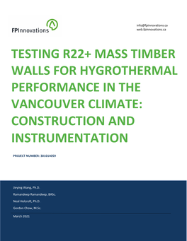 Construction and Instrumentation